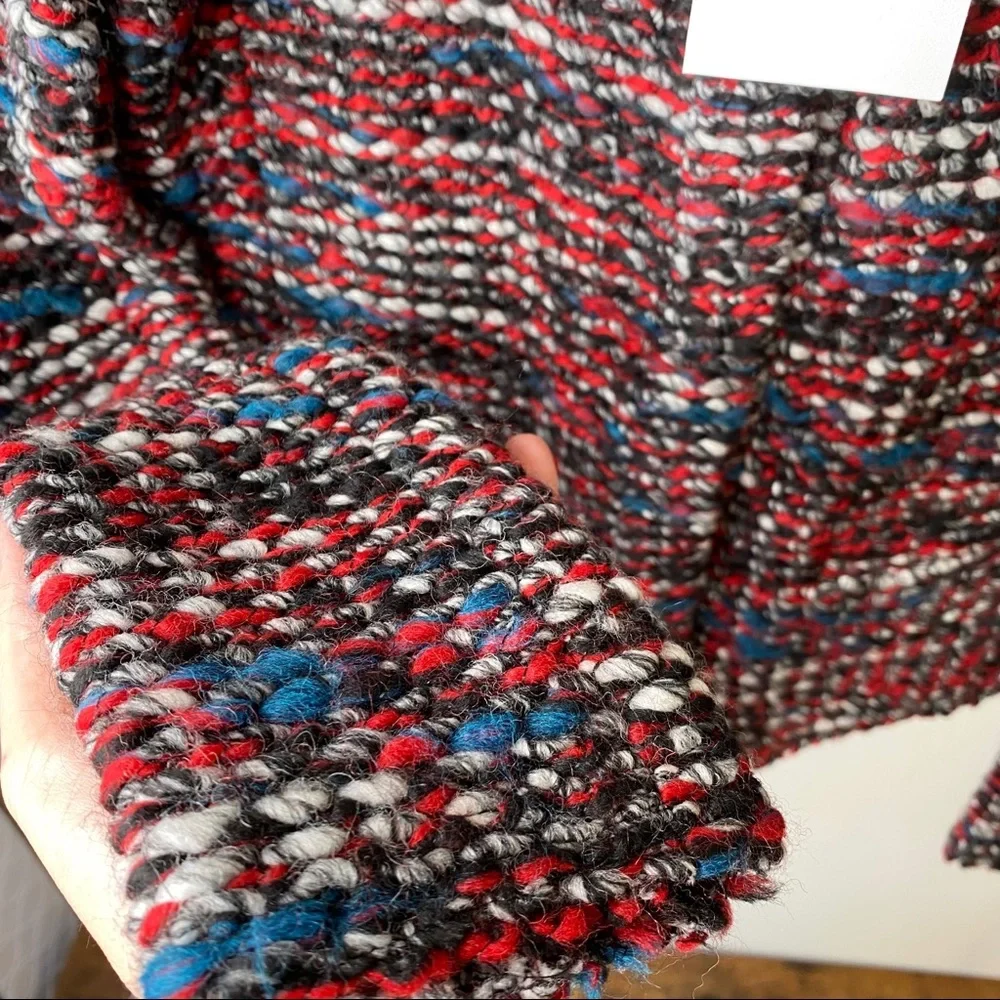 NWT IRO Carene Tweed Jacket Knit Knotted Boucle Red Black Wool Blend Size 40/L - Picture 13 of 14